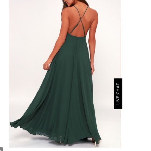 (SOLD!) Lulu’s Emerald Green Tea-Length dress - Picture 2 of 4